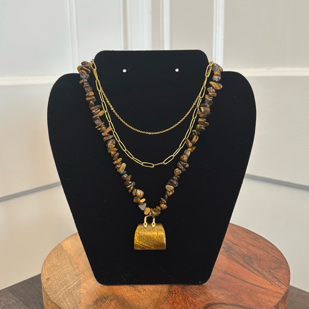 Layered Tiger Eye 3 pc Necklace Stack